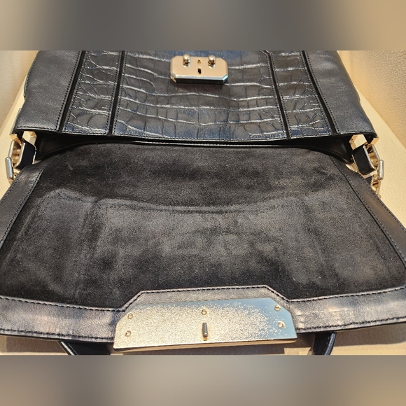 Anya Hindmarch Suede and Black Crocodile Embossed Leather Bag - Picture 3 of 13